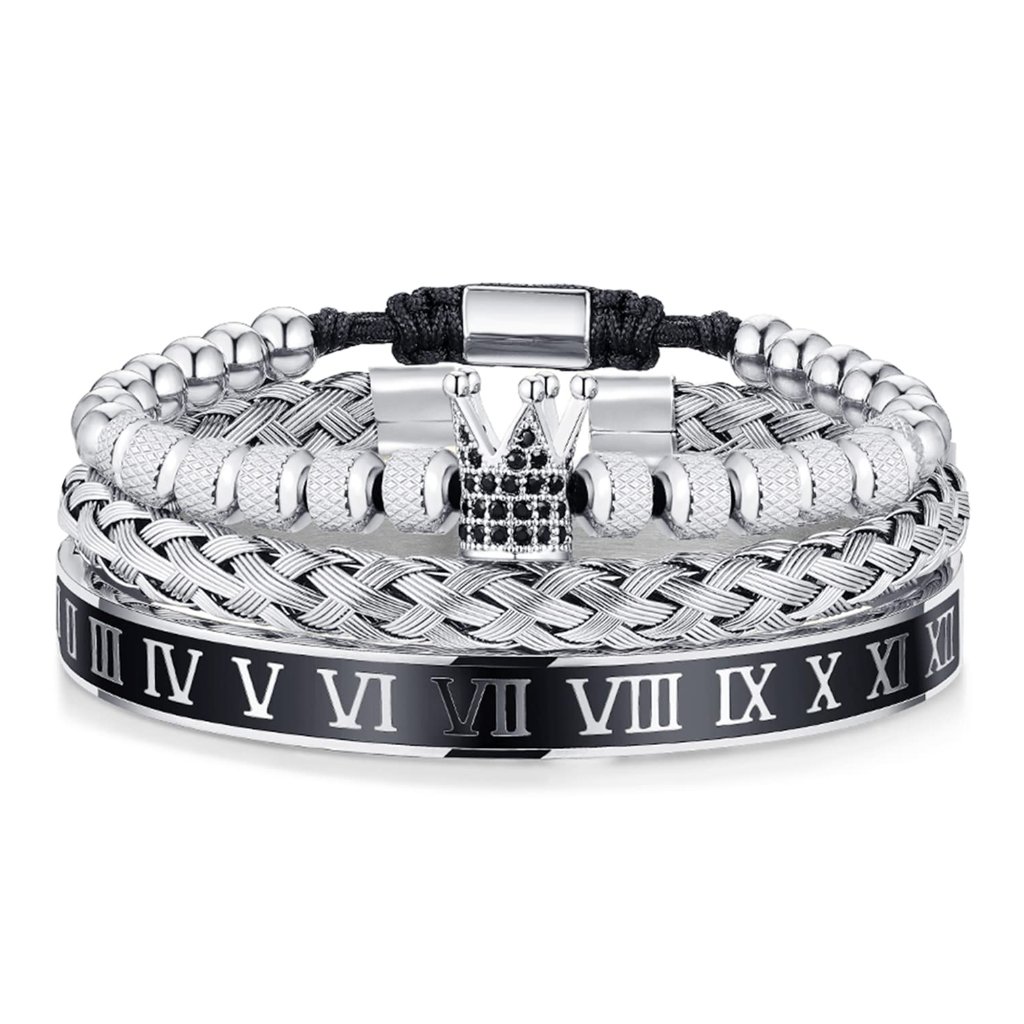 Mens Gold Crown Bracelet Luxury Adjustable Elegant Charm Gift